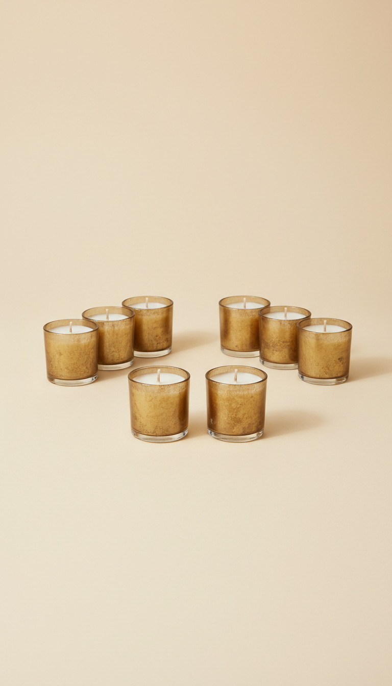 Antique Gold Votive Candles Pack of Six