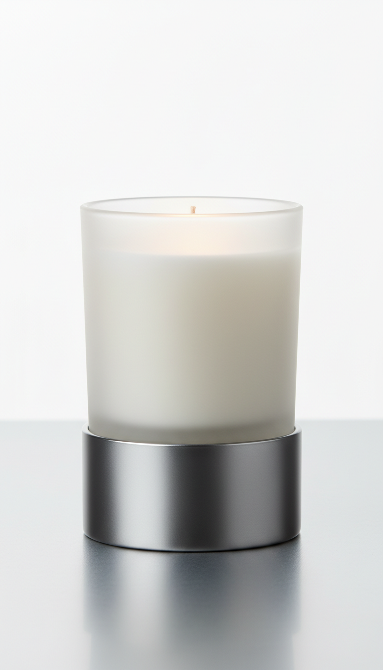 Frosted glass candle, subtle fragrance