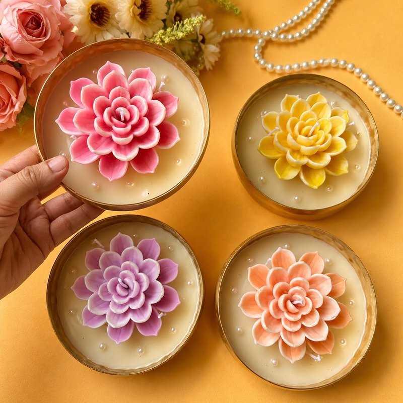 Lotus Bloom Bowl Candle – 5 Inch Festive Décor