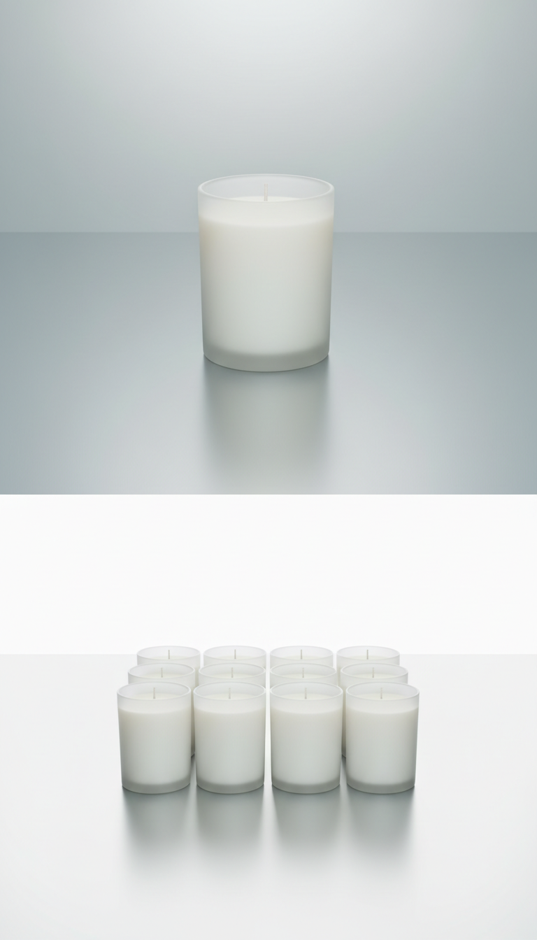 Matte white glass candle, standard size
