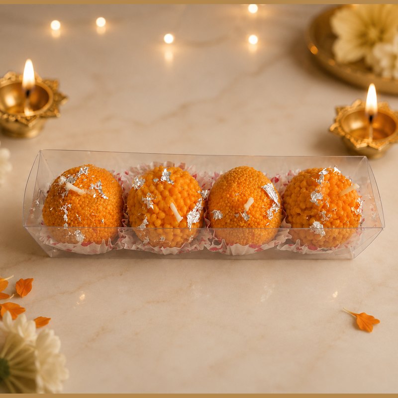 Pack of 4 Laddoo Candles – Festive Gift Set