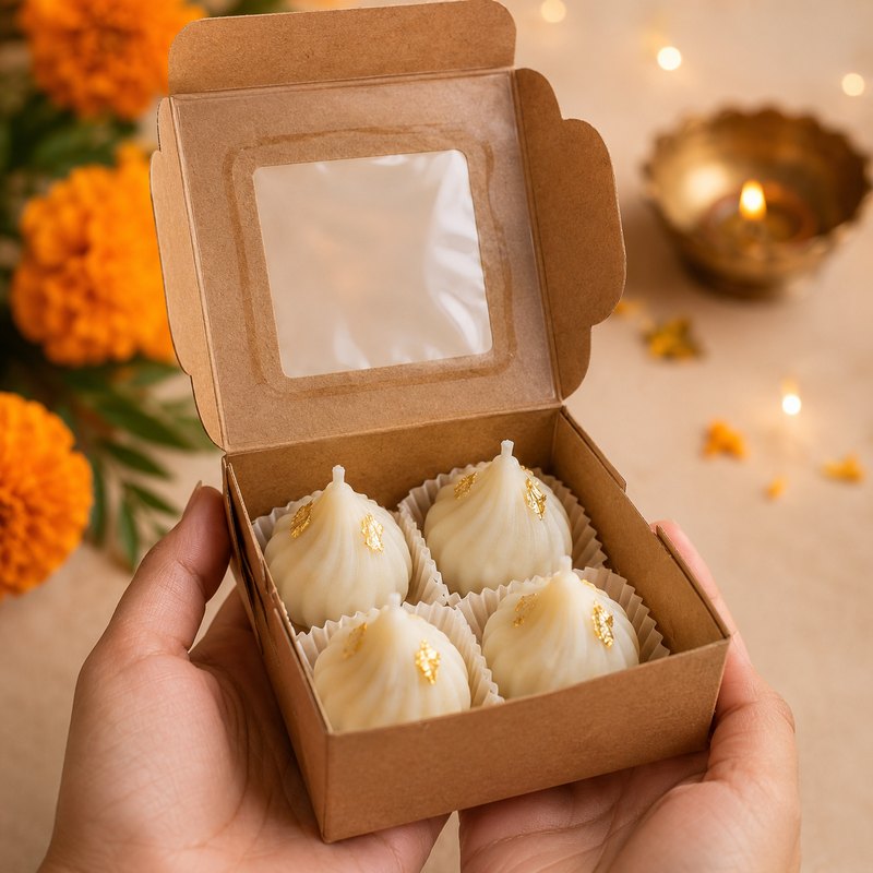 Pack of 4 Modak Candles – Diwali Gift Box