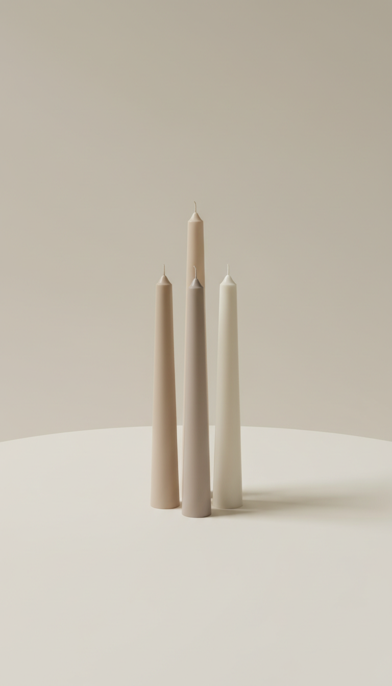 Champagne Taper Candles Trio Unscented