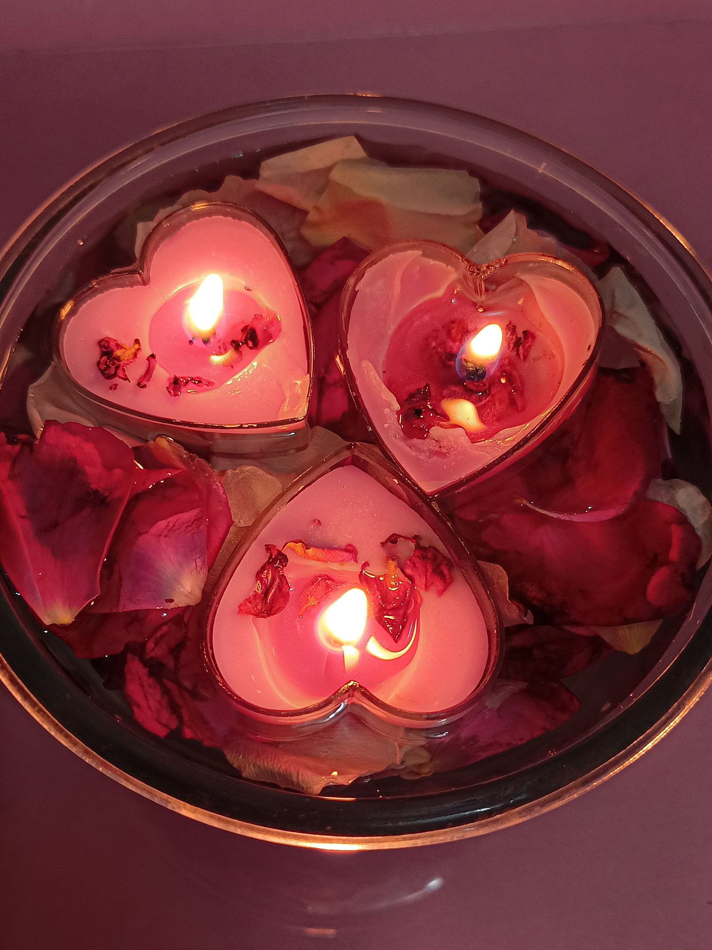 Heartful Hearts Candles with rose petals [Set of 12]