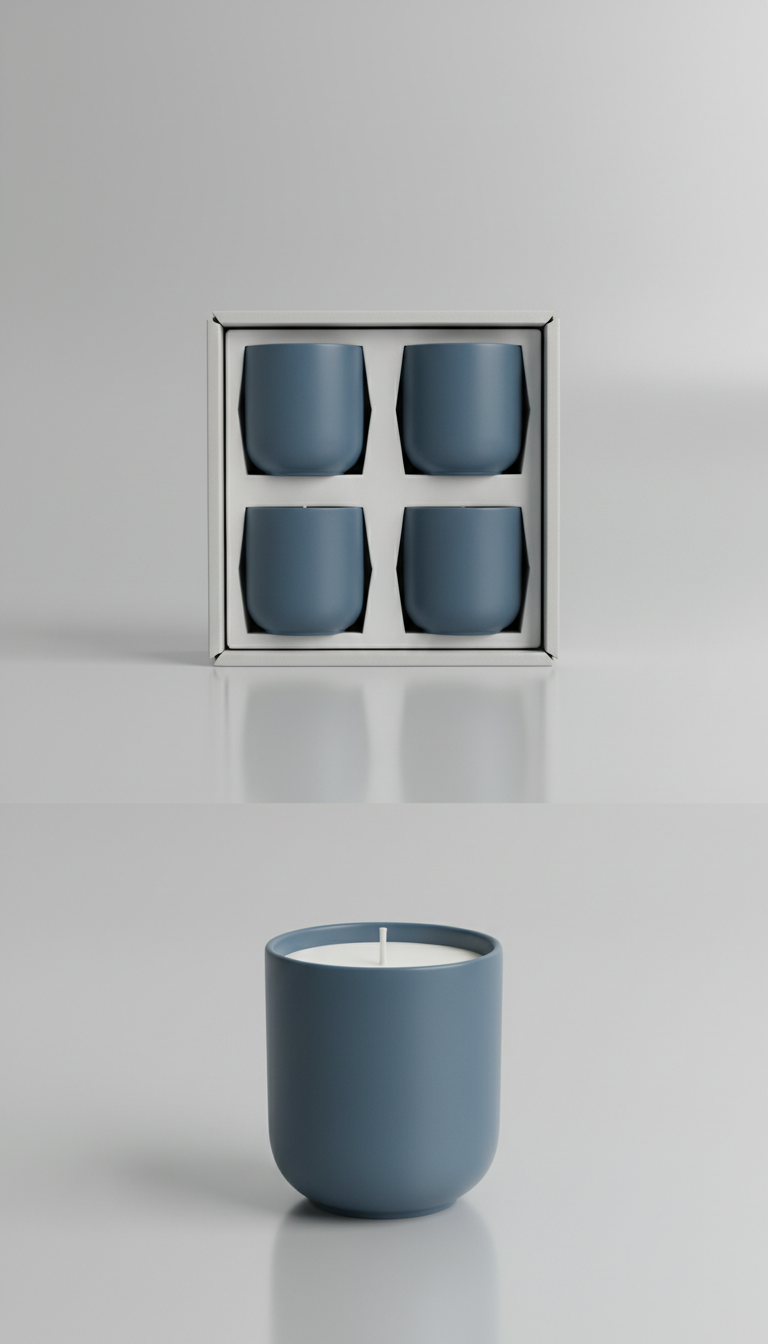Slate blue matte vessel candle, bulk pack case of 6